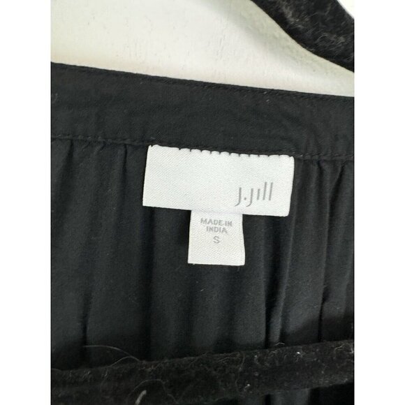 J. Jill Embroidered Button Front Shirt Peasant Top 3/4 Sleeve Black Multi Size S - Picture 2 of 6